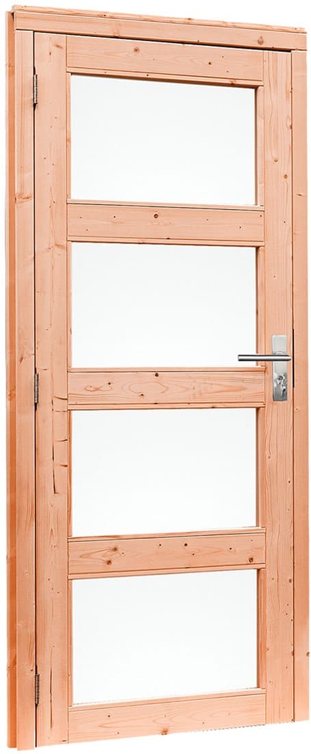 Gardenlux Douglas links draaiende enkele deur 201x90cm onbehandeld 4-ruits melkglas