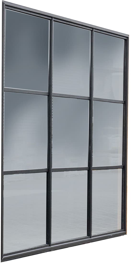 Gardenlux Industriële glazen wand 224x278,5cm aluminium zwart gecoat